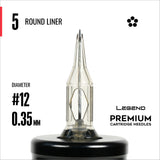 Legend Premium Cartridges - Round Liners - #12 (0.35mm) - 20/Box