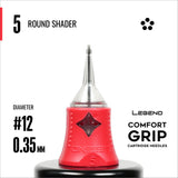 Legend Comfort Grip Cartridges - Round Shaders - #12 (0.35mm) - 20/Box