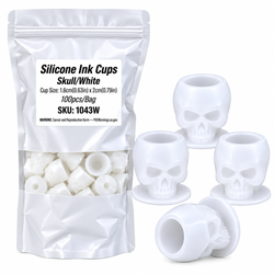 Skull Shaped Silicone Ink Caps (100/Bag) - White