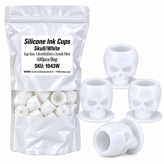 Silicone Ink Caps Skull (100/Bag) - White
