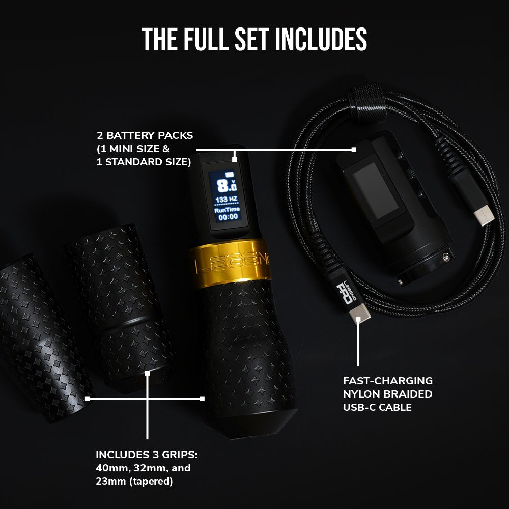 The Legend Pro Tattoo Pen - Liner (5.0mm) - Full Set (2 Batteries + 3