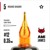 CAM x AMI JAMES Cartridges - Round Shaders - #12 (0.35mm) - 20/Box