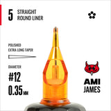 CAM x AMI JAMES Cartridges - Straight Round Liners - #12 (0.35mm) - 20/Box