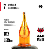 CAM x AMI JAMES Cartridges - Straight Round Liners - #12 (0.35mm) - 20/Box