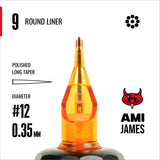 CAM x AMI JAMES Cartridges - Round Liners - #12 (0.35mm) - 20/Box