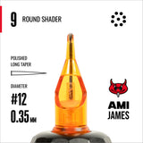 CAM x AMI JAMES Cartridges - Round Shaders - #12 (0.35mm) - 20/Box