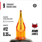 CAM x AMI JAMES Cartridges - Straight Round Liners - #12 (0.35mm) - 20/Box