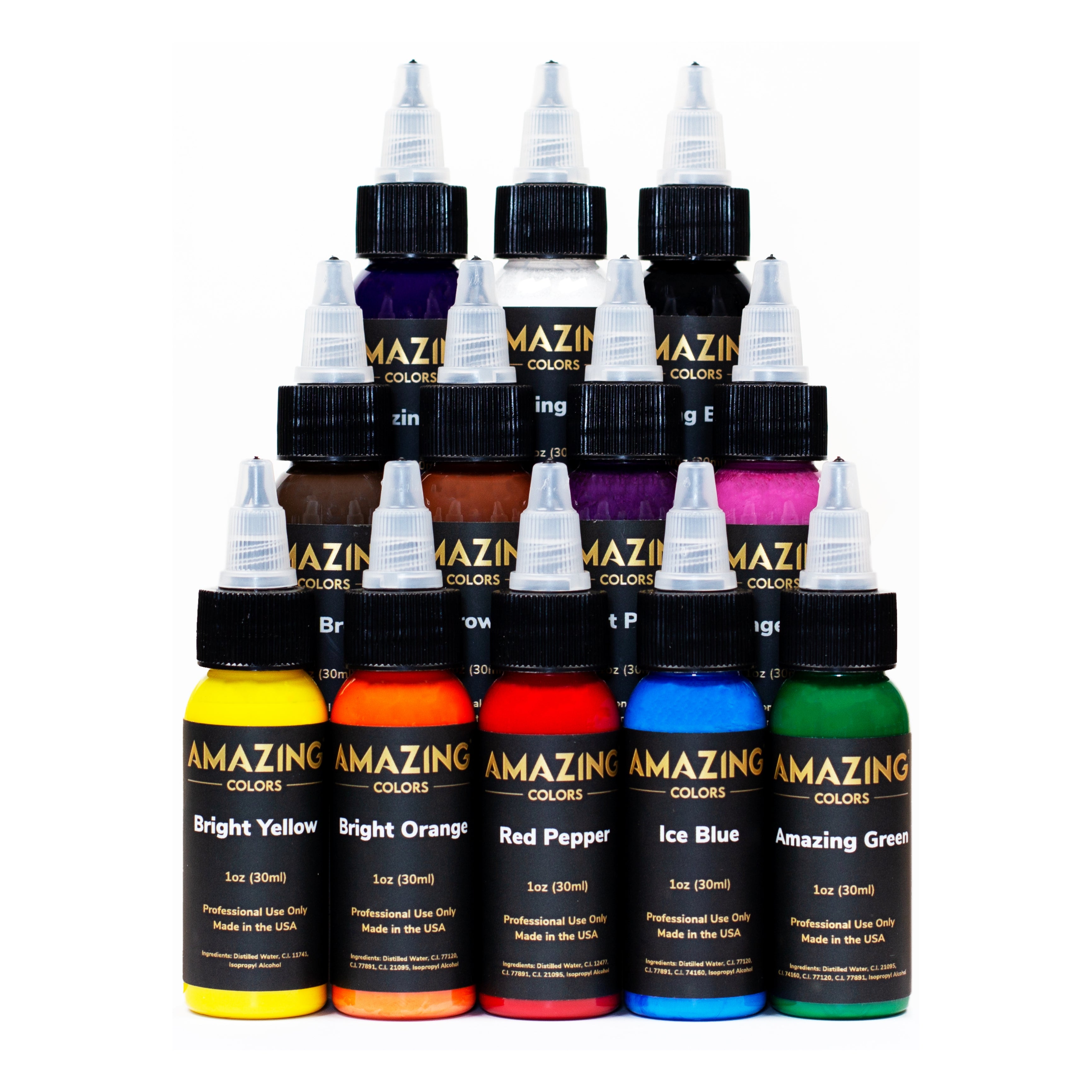 Radiant Color Tattoo Ink 1/2 1oz Red Blue Black White Green Purple Brown  Colors