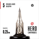 Hero Cartridges - Bugpin Round Liners #8 (0.25mm) - 20/Box