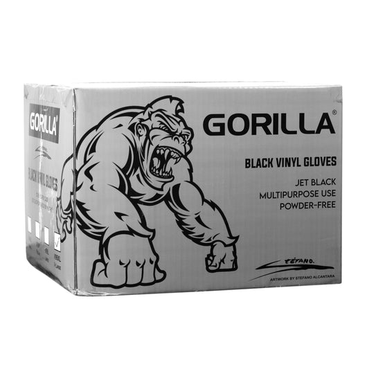 Gorilla Black Vinyl Disposable Gloves-Large