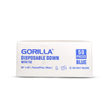 Gorilla Disposable Gown With Tie - Blue (30" x 42") - 50/Case