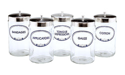 Glass Sundry Labeled Jars - 5 Jar Set-CAM SUPPLY INC. - SUPERSTORE (USA)