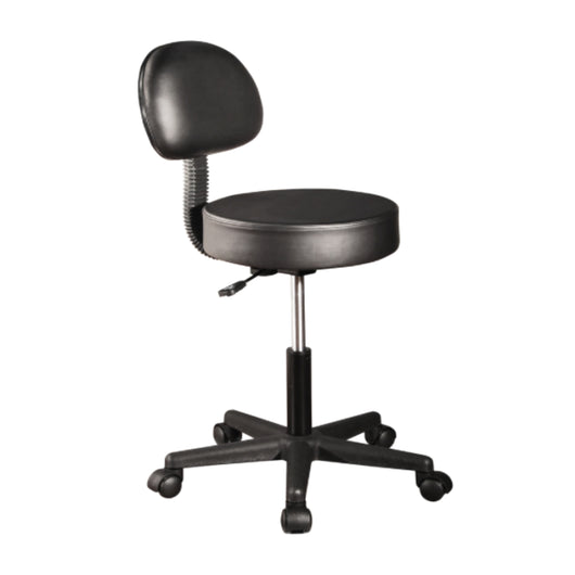 Rolling Stool With Backrest (Black)-CAM SUPPLY INC. - SUPERSTORE (USA)