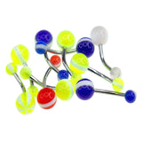 Multi-Colored White Stripe Belly Rings - 14 Gauge (10/Bag)-CAM SUPPLY INC. - SUPERSTORE (USA)