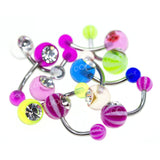 Colored Beach Ball W/ Jewel Belly Rings - 14 Gauge (10/Bag)-CAM SUPPLY INC. - SUPERSTORE (USA)